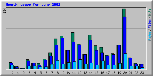 Hourly usage for June 2002